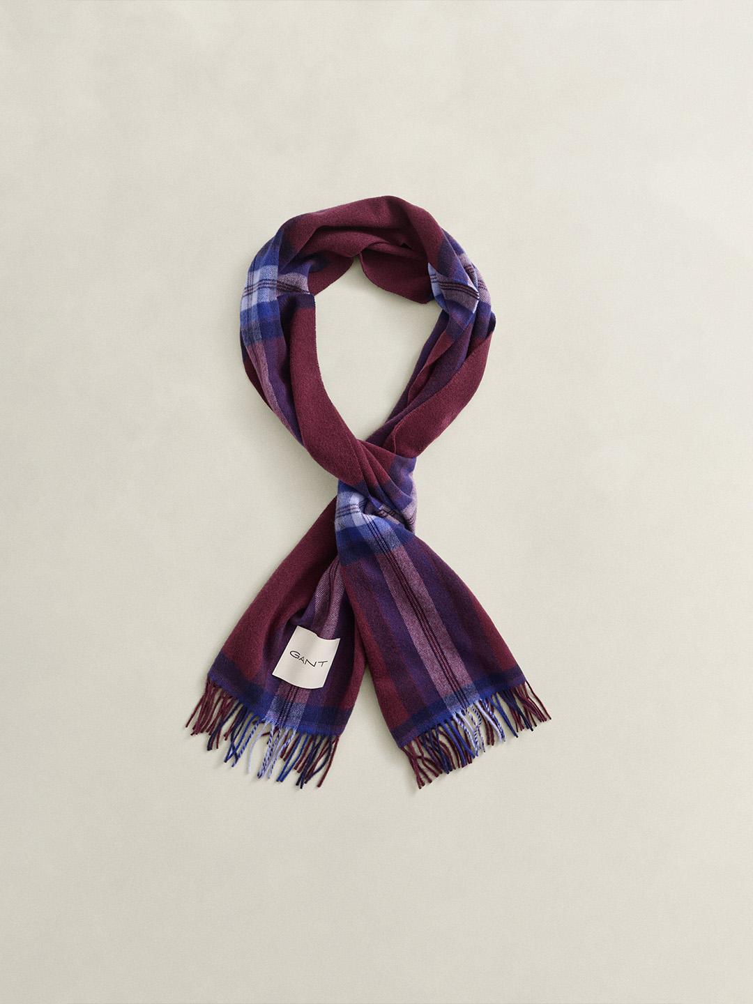 Gant Women Red Tartan Check Merinowool Scarf