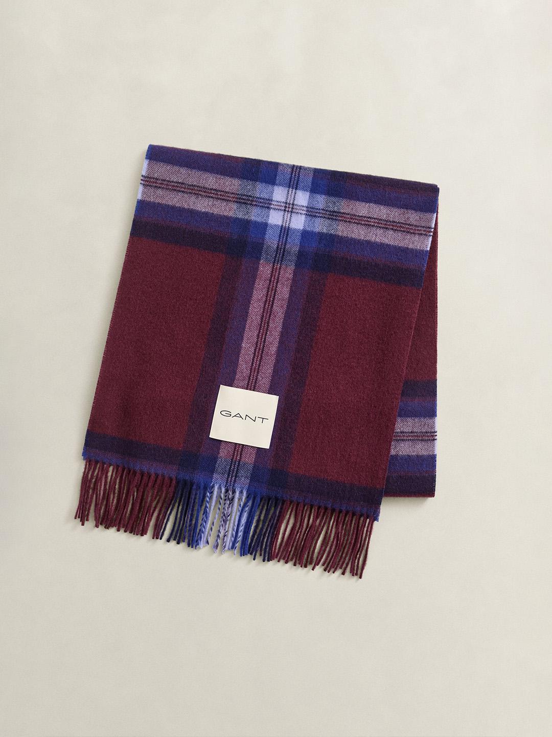Gant Women Red Tartan Check Merinowool Scarf