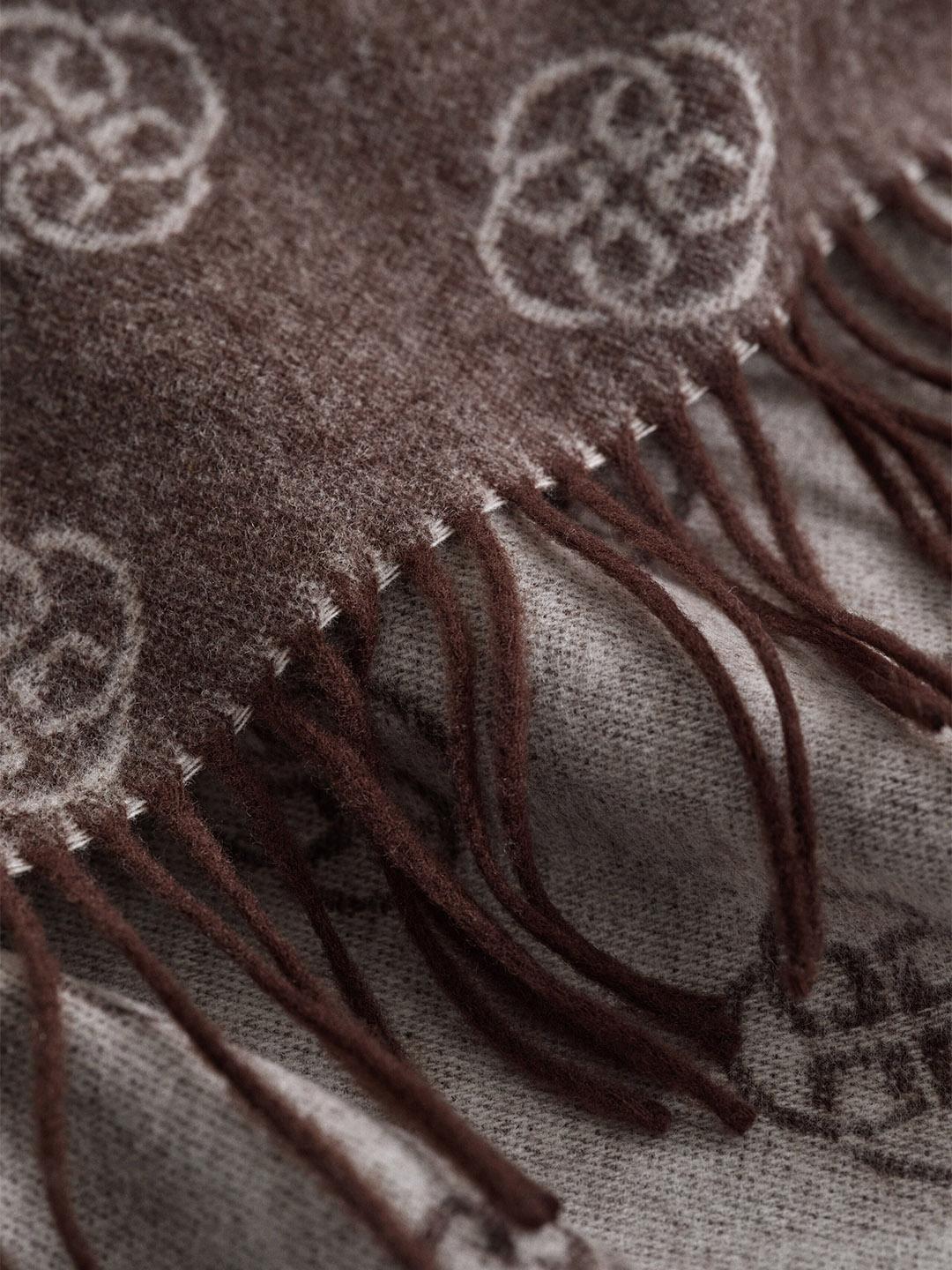 Gant Women Brown Printed Merinowool Scarf