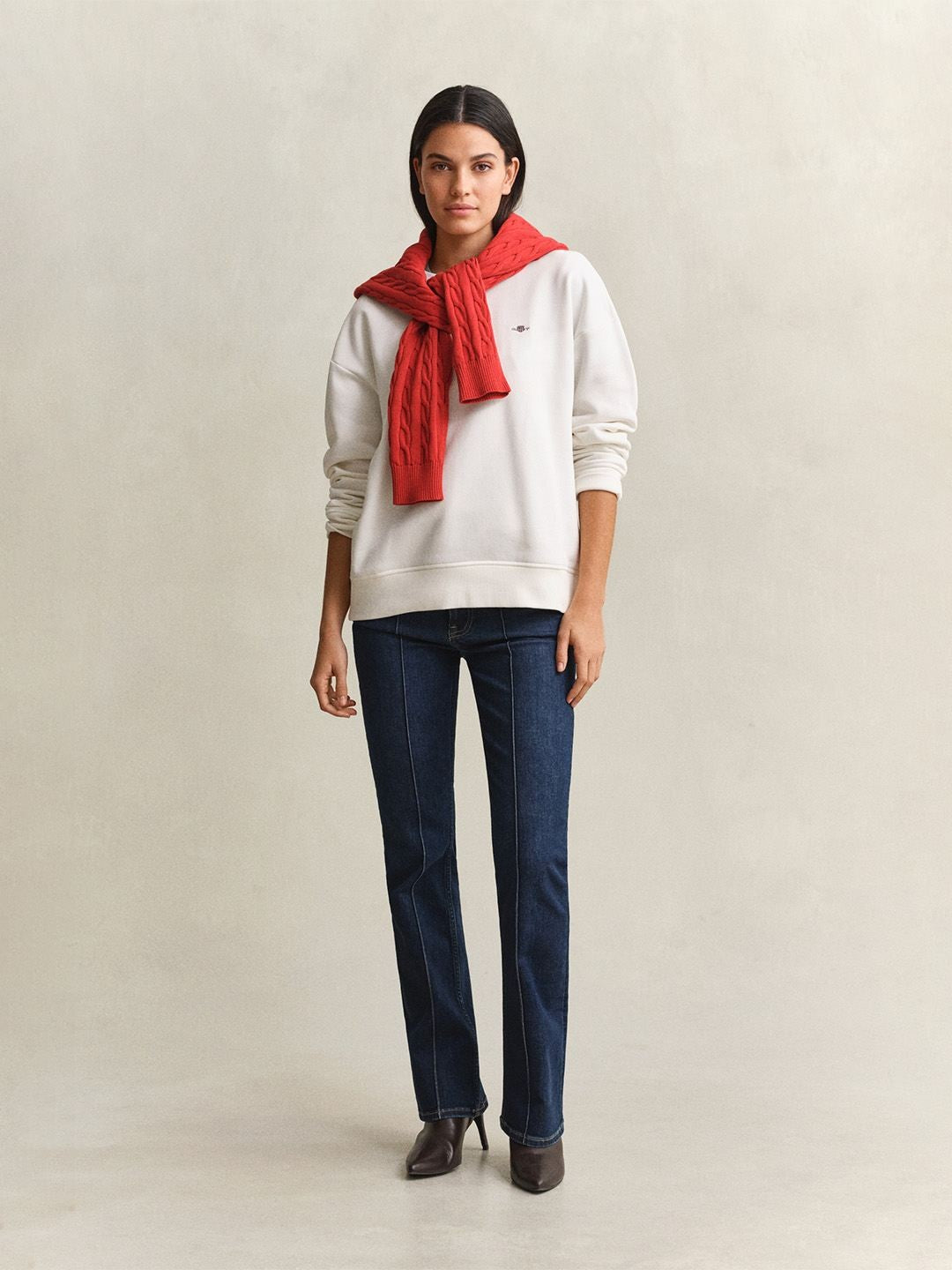 Gant Women White Solid Relaxed Fit Sweatshirt