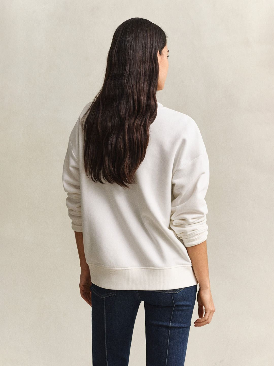 Gant Women White Solid Relaxed Fit Sweatshirt