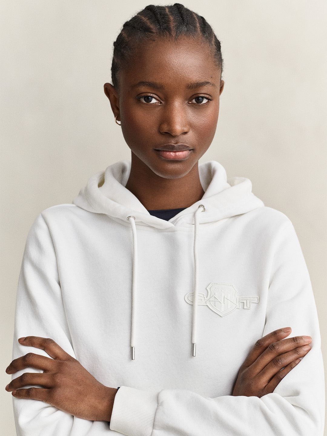 Gant Women White Solid Regular Fit Sweatshirt