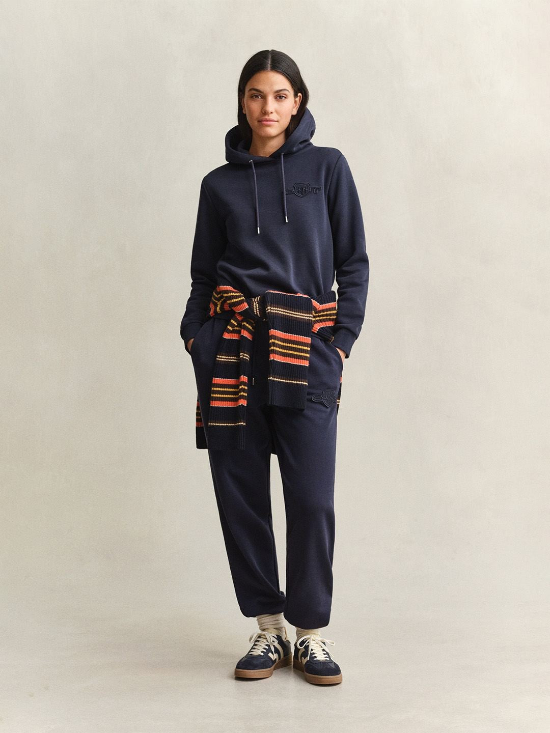 Gant Women Navy Blue Solid Regular Fit Sweatshirt