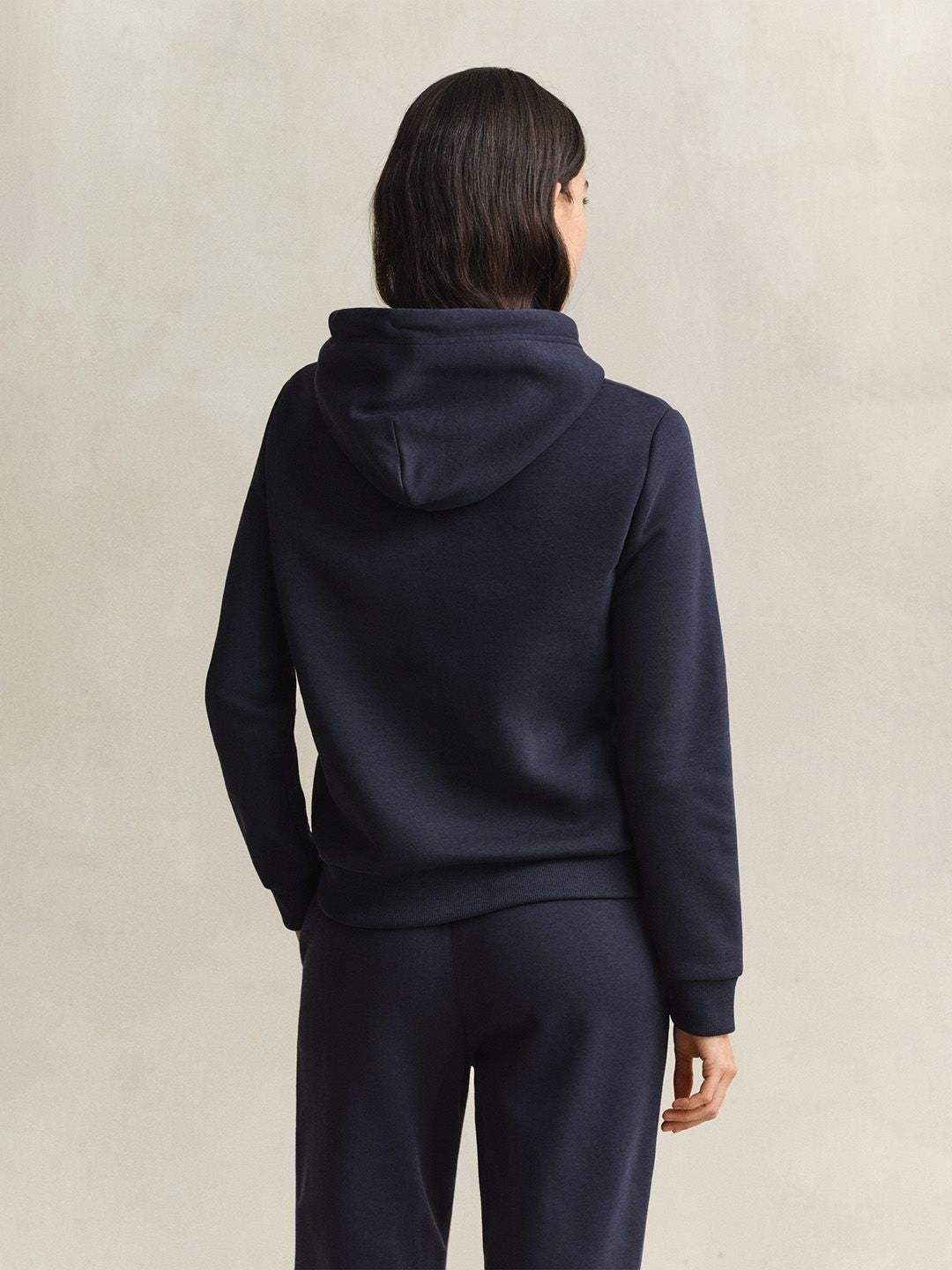 Gant Women Navy Blue Solid Regular Fit Sweatshirt