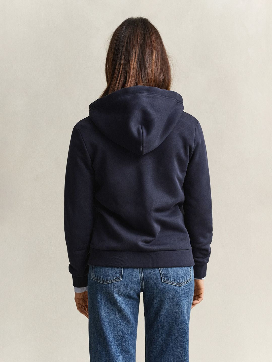 Gant Women Navy Blue Solid Regular Fit Sweatshirt