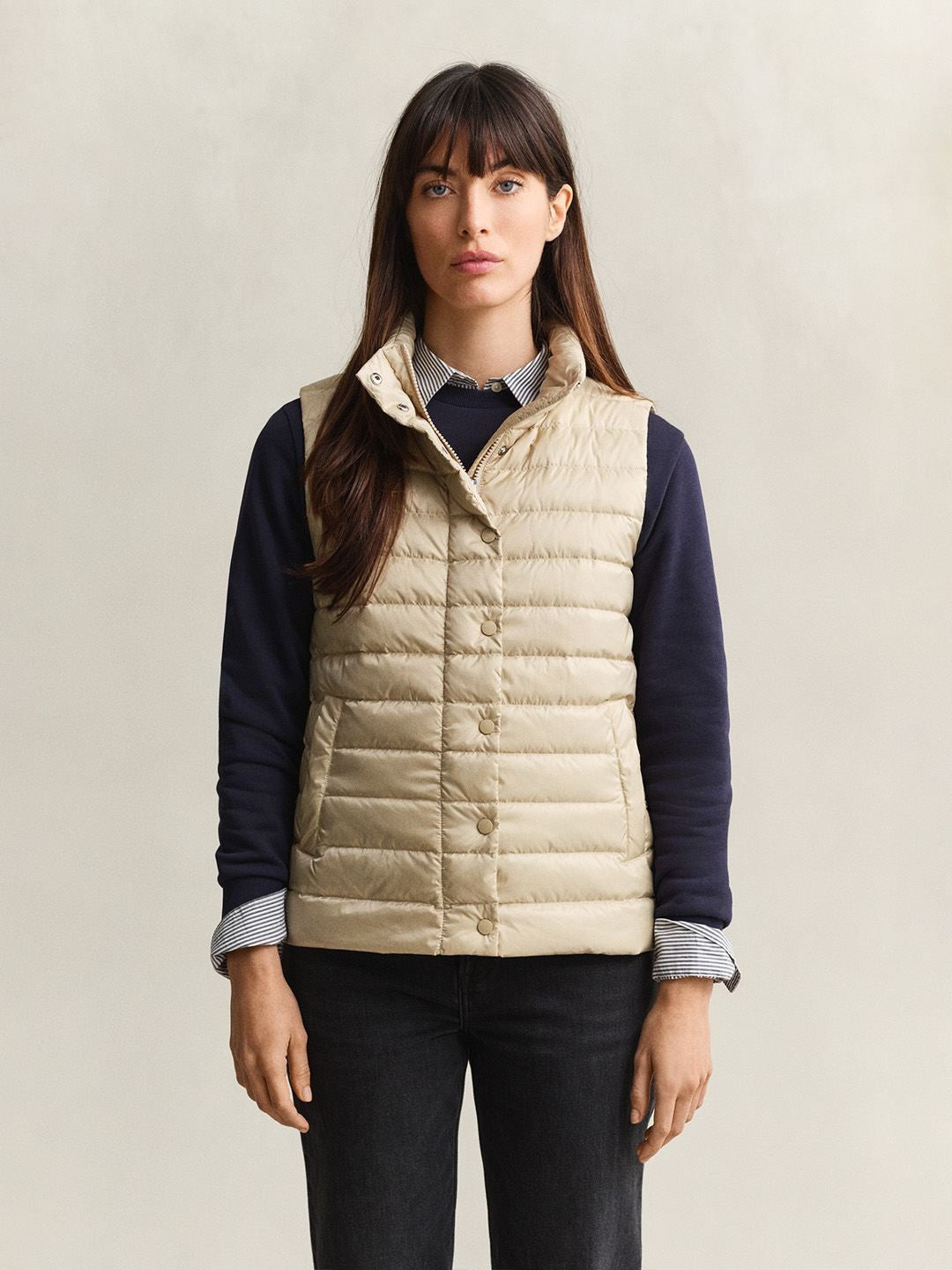 Gant Women Beige Quilted Regular Fit Puffer Jacket