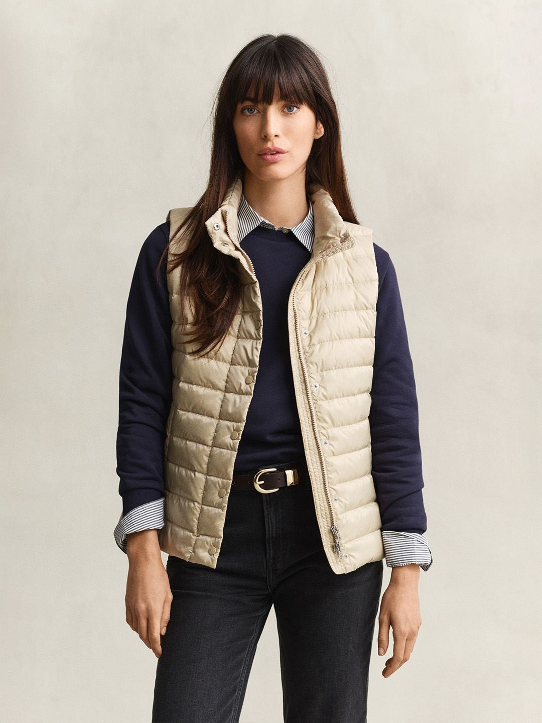 Gant Women Beige Quilted Regular Fit Puffer Jacket