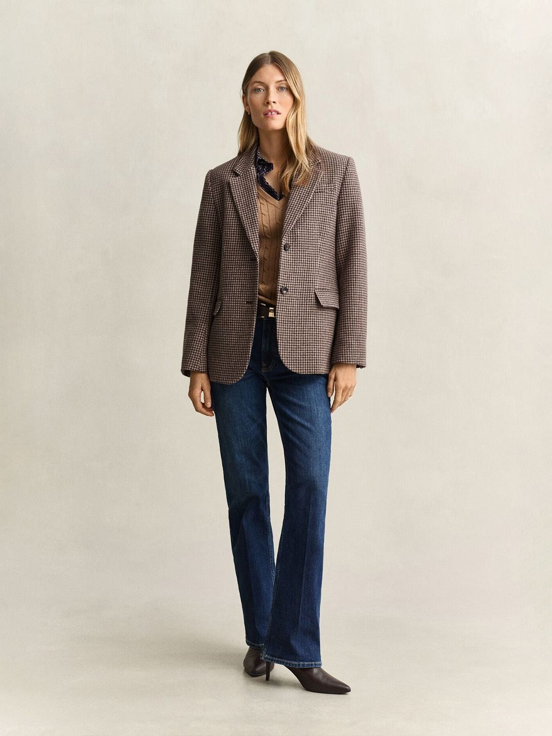 Gant Women Light Brown Textured Slim Fit Sweater