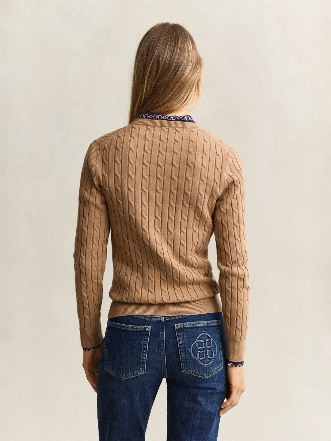 Gant Women Light Brown Textured Slim Fit Sweater