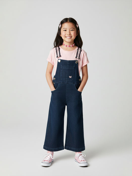 Blue Giraffe Girls Blue Solid Jumpsuit