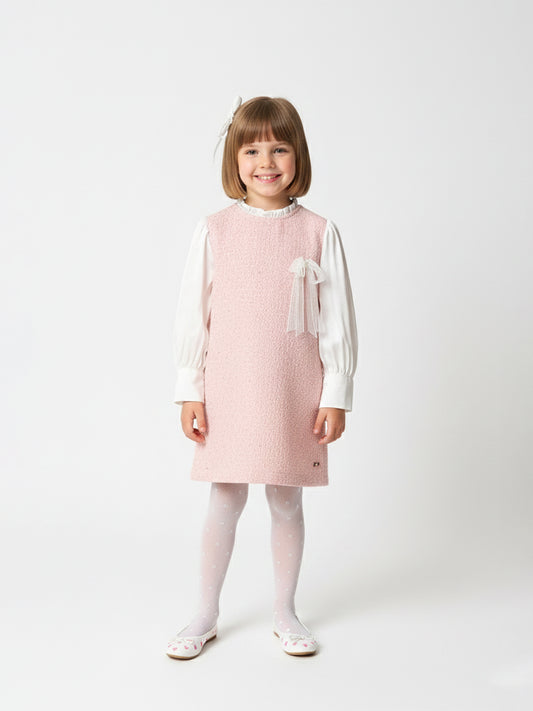 Blue Giraffe Girls Multi Solid Round Neck Dress