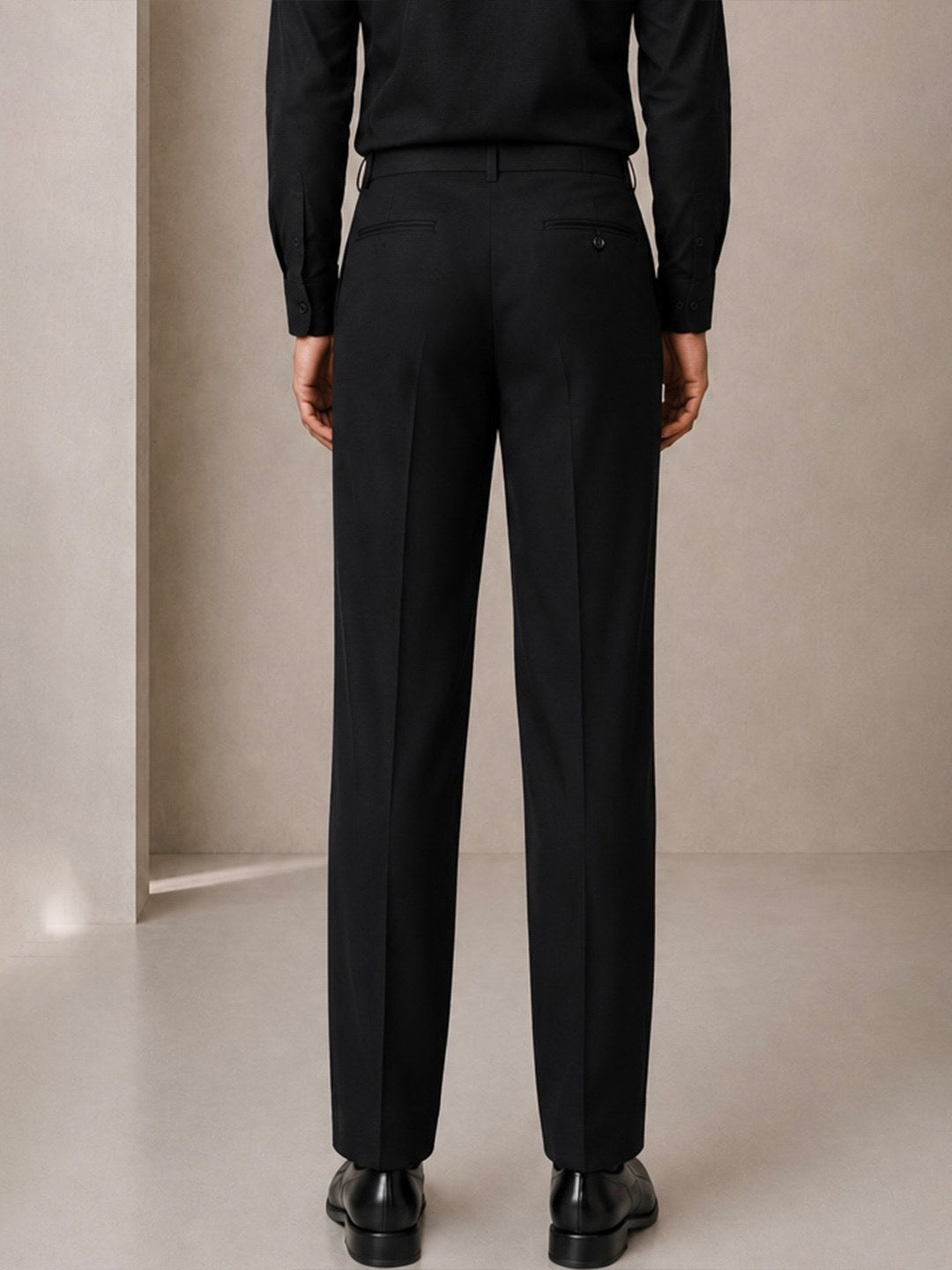 House of Rohit Doshi Men Black Regular Fit Flat Front Trouser