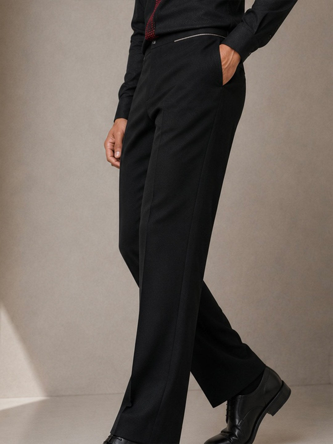 House of Rohit Doshi Men Black Regular Fit Flat Front Trouser