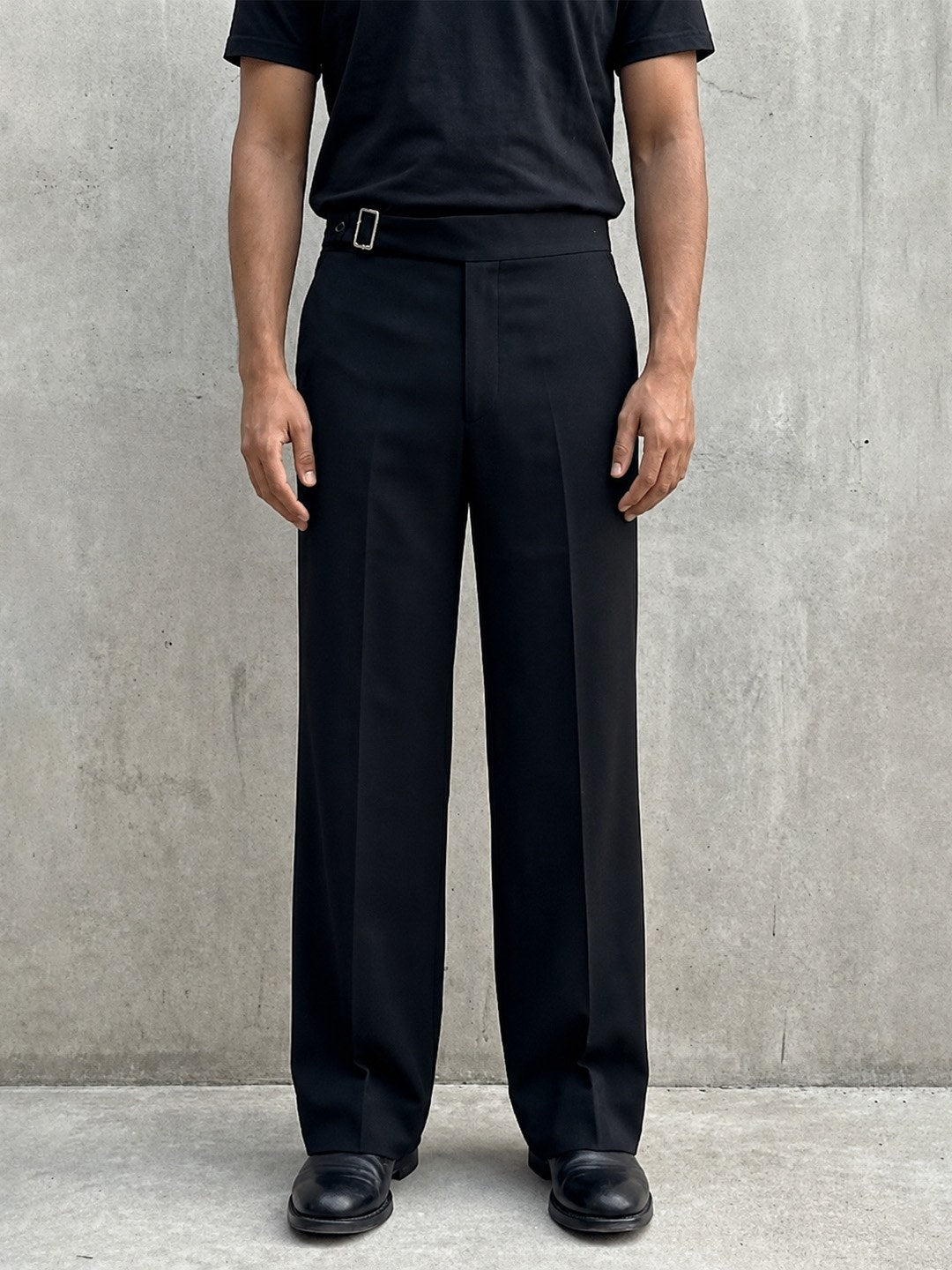 House of Rohit Doshi Men Black Regular Fit Flat Front Trouser