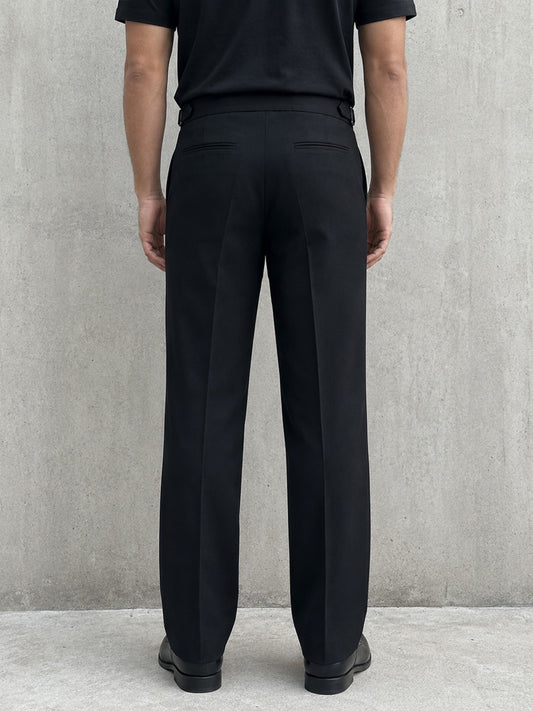 House of Rohit Doshi Men Black Regular Fit Flat Front Trouser