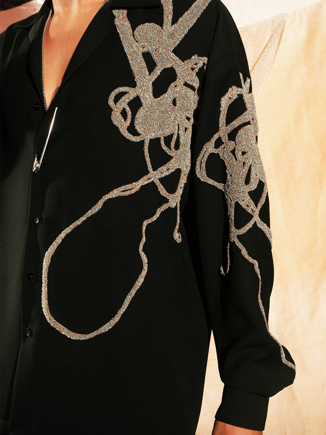 House of Rohit Doshi Men Black Graphic Slim Fit Shirt