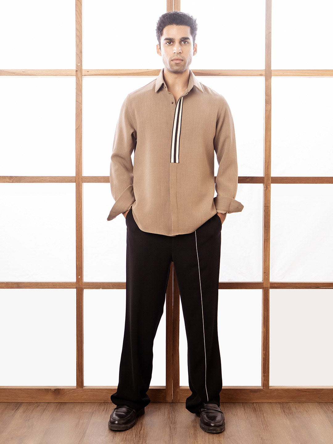 House of Rohit Doshi Men Beige Slim Fit Shirt
