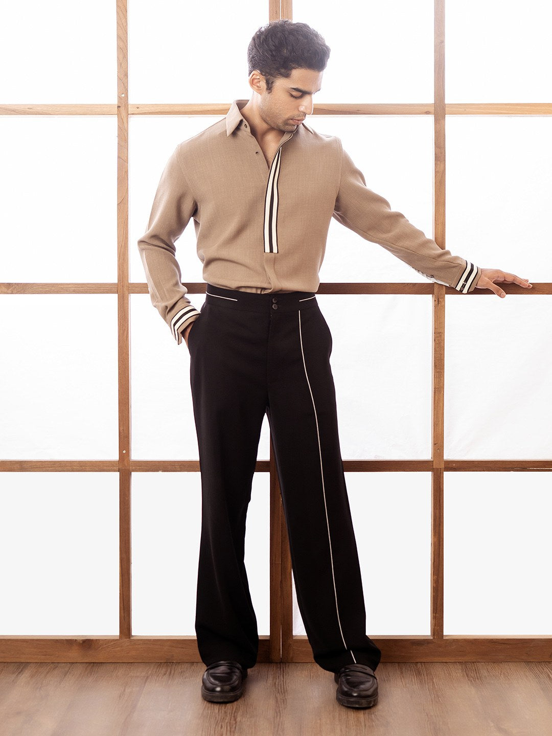 House of Rohit Doshi Men Beige Slim Fit Shirt