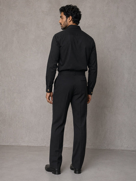 House of Rohit Doshi Men Black Embroidered Slim Fit Shirt