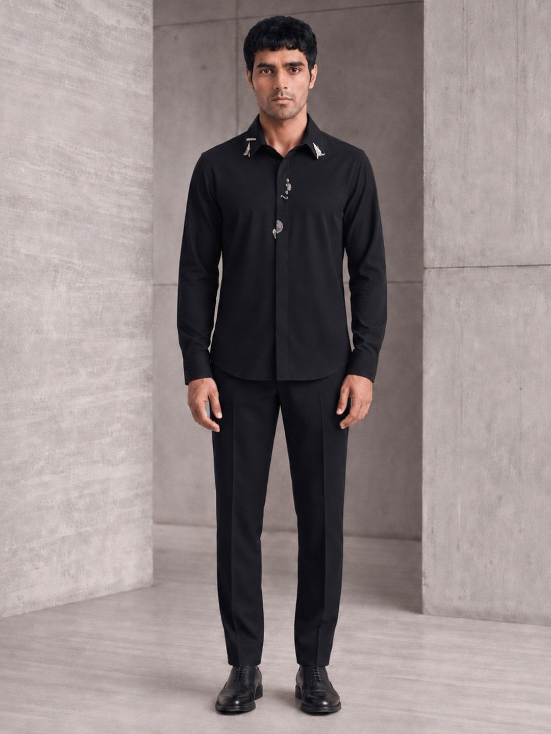 House of Rohit Doshi Men Black Graphic Slim Fit Shirt