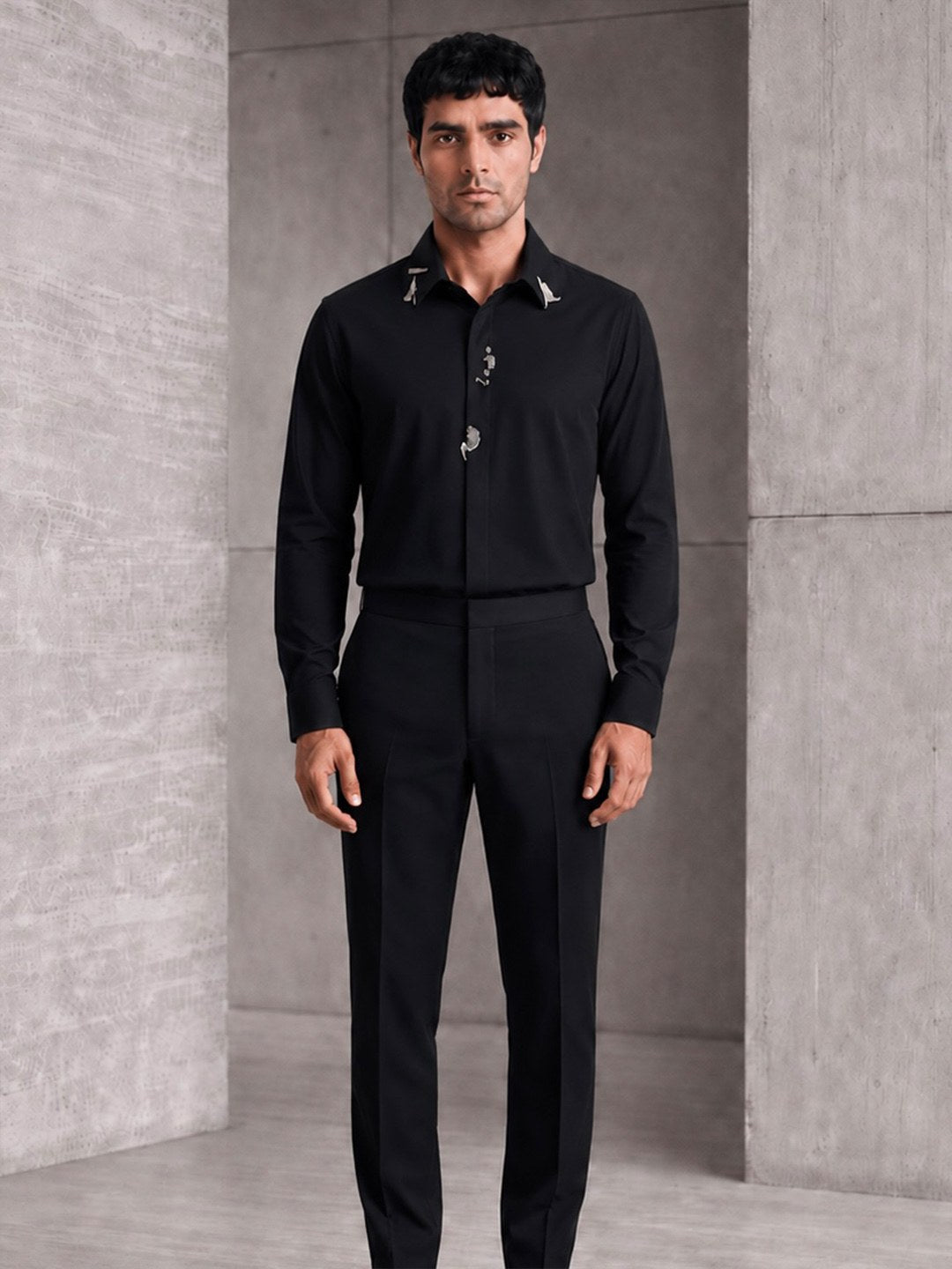 House of Rohit Doshi Men Black Graphic Slim Fit Shirt