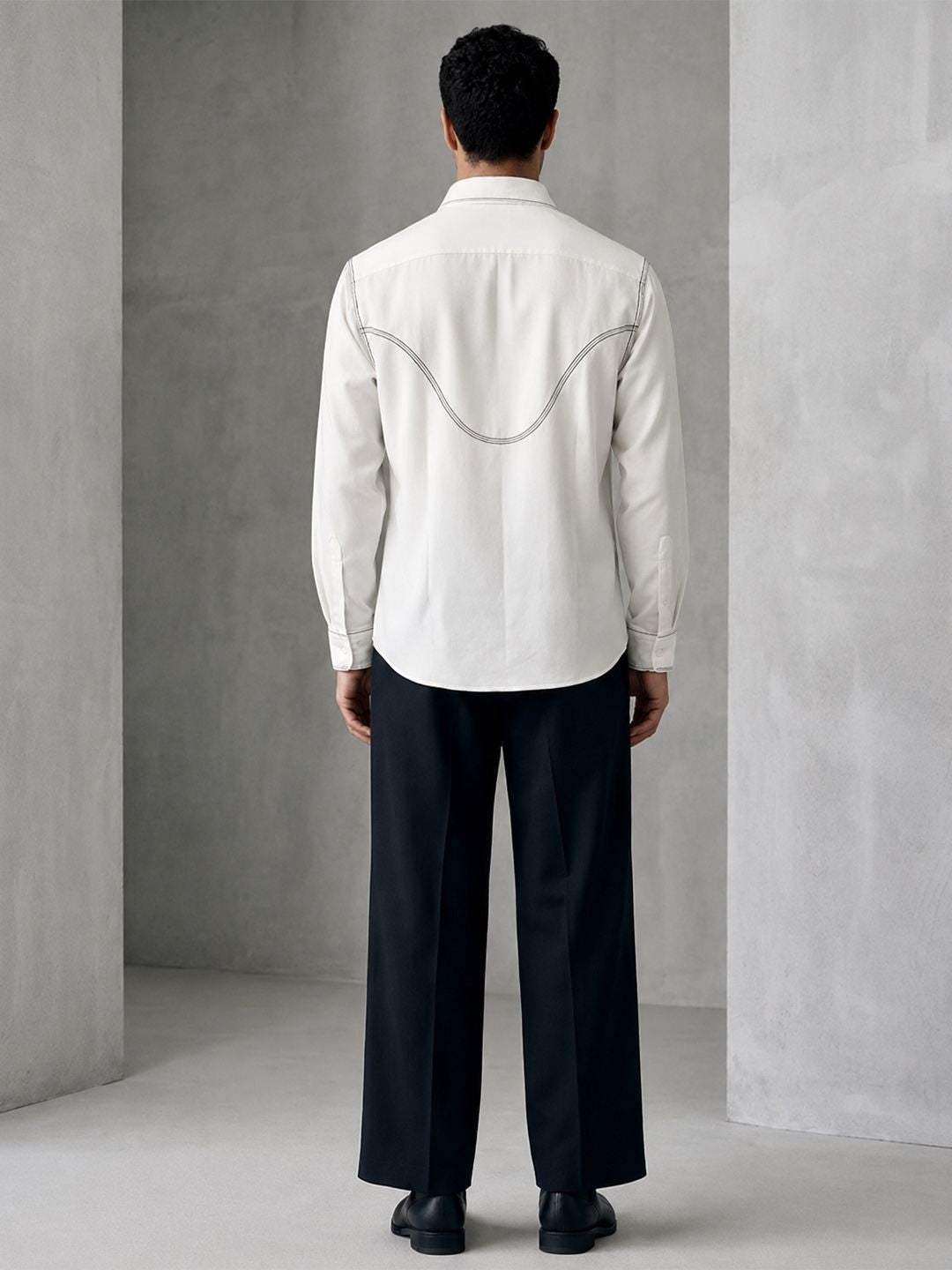 House Of Rohit Doshi Men White Embroidered Slim Fit Shirt