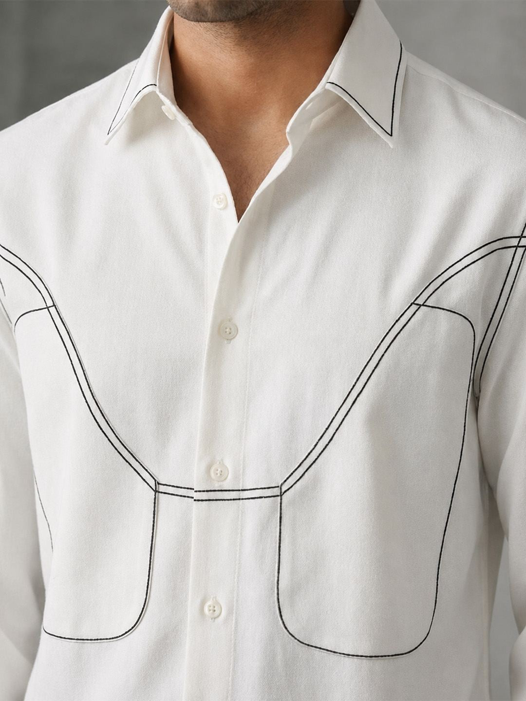 House Of Rohit Doshi Men White Embroidered Slim Fit Shirt