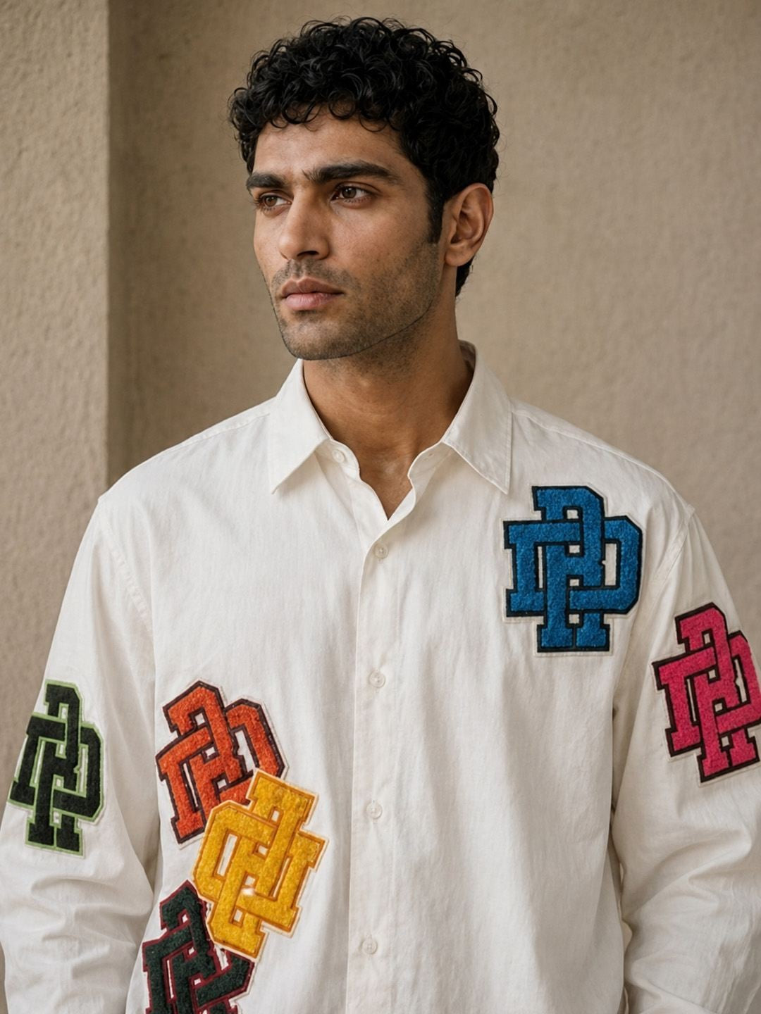 House Of Rohit Doshi Men White Embroidered Slim Fit Shirt
