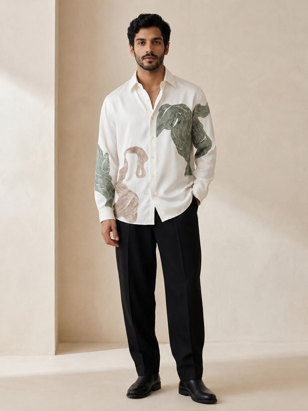 House Of Rohit Doshi Men White Graphic Slim Fit Shirt