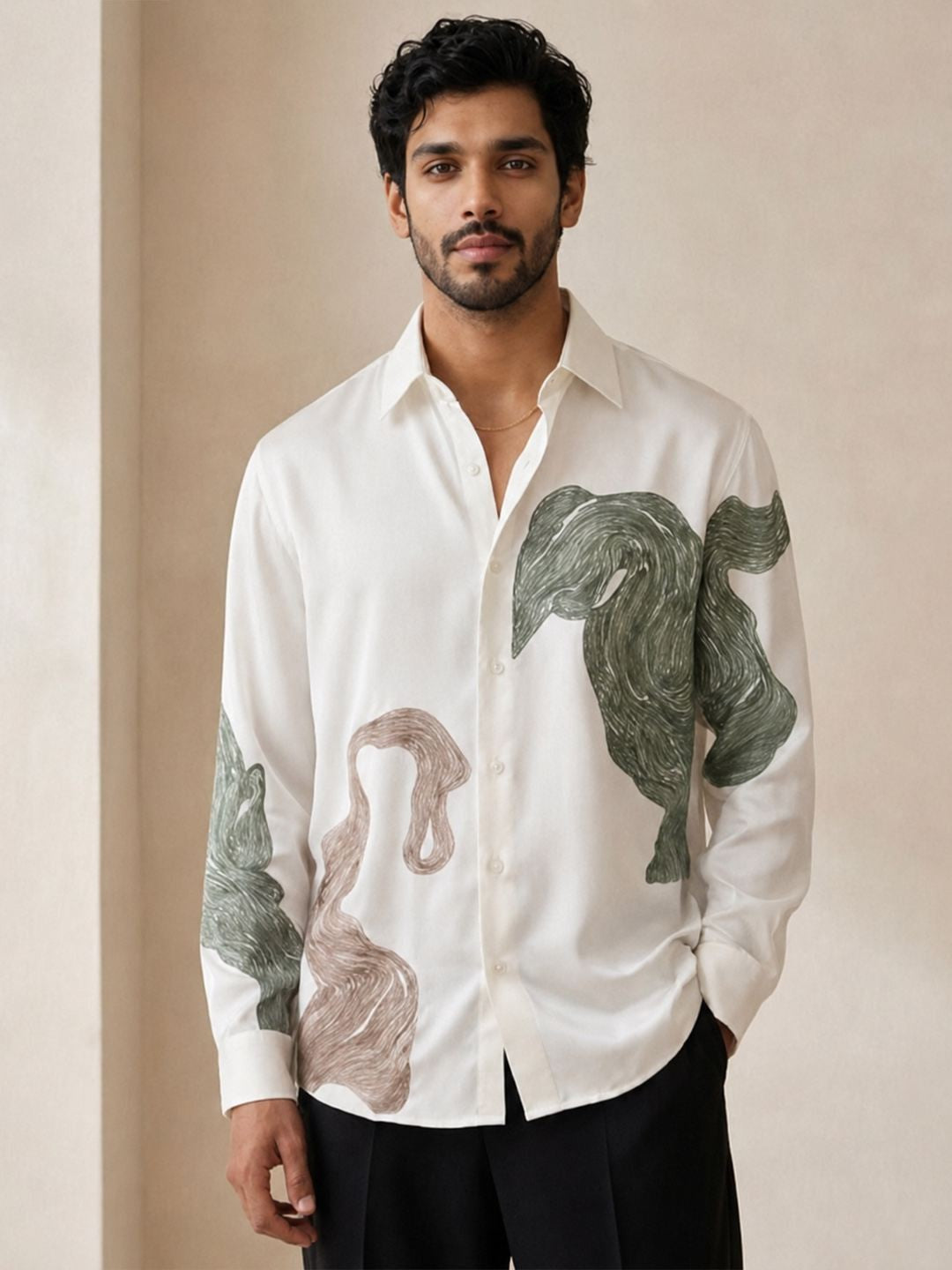 House Of Rohit Doshi Men White Graphic Slim Fit Shirt