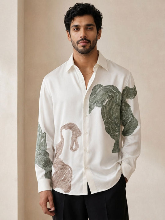 House Of Rohit Doshi Men White Graphic Slim Fit Shirt