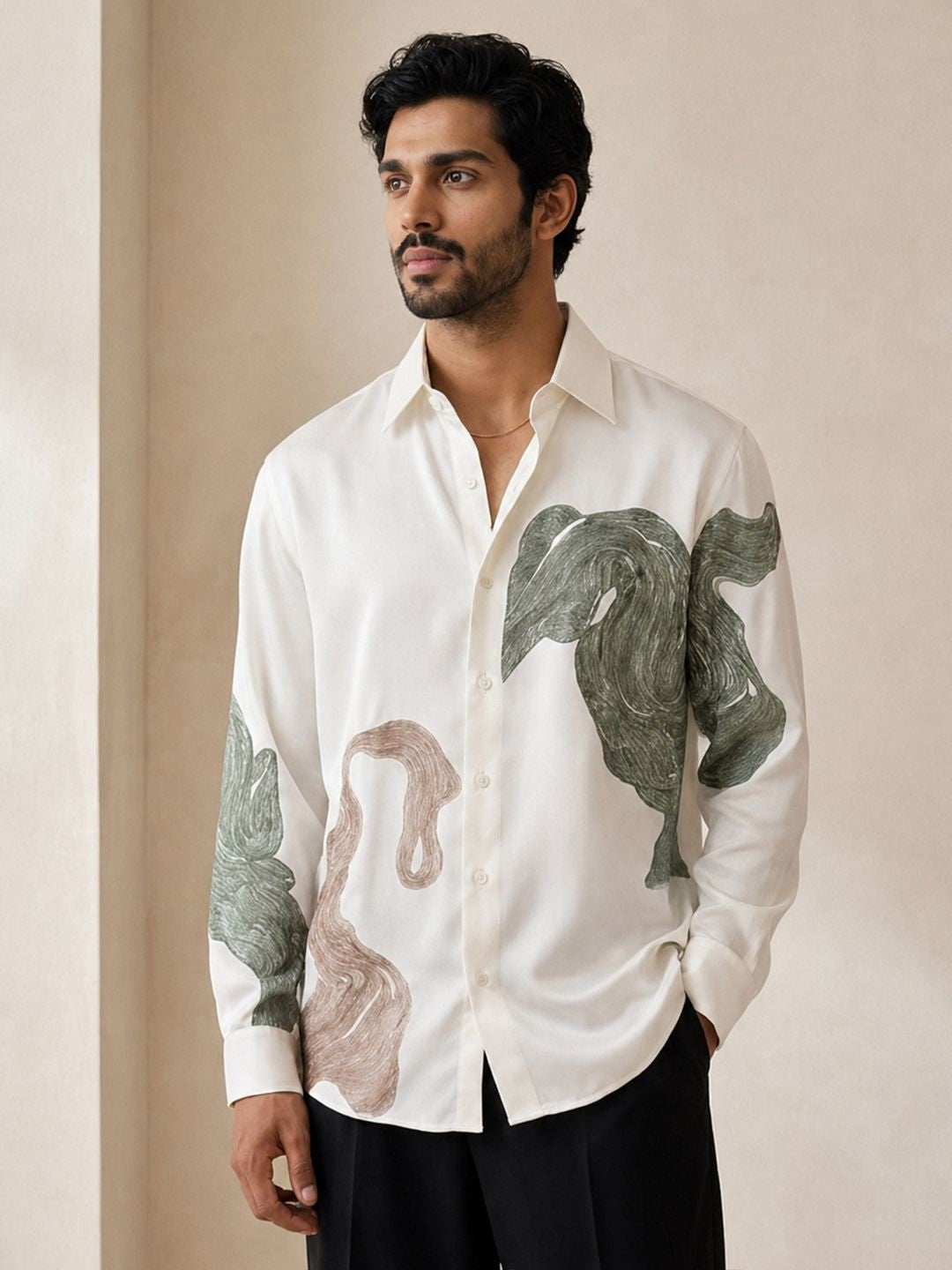 House Of Rohit Doshi Men White Graphic Slim Fit Shirt