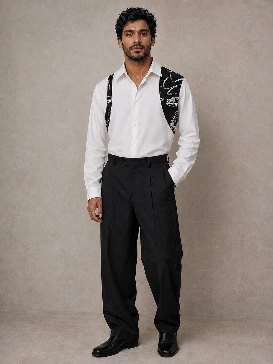 House Of Rohit Doshi Men White Embroidered Slim Fit Shirt