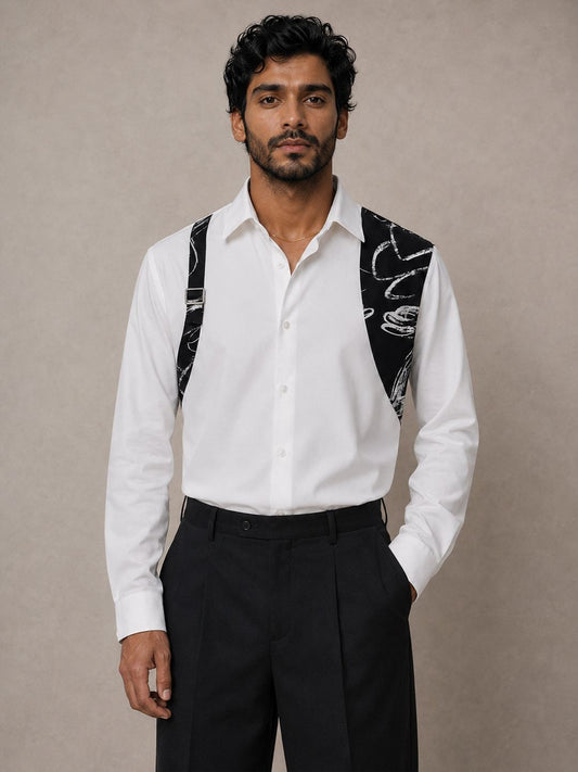 House Of Rohit Doshi Men White Embroidered Slim Fit Shirt