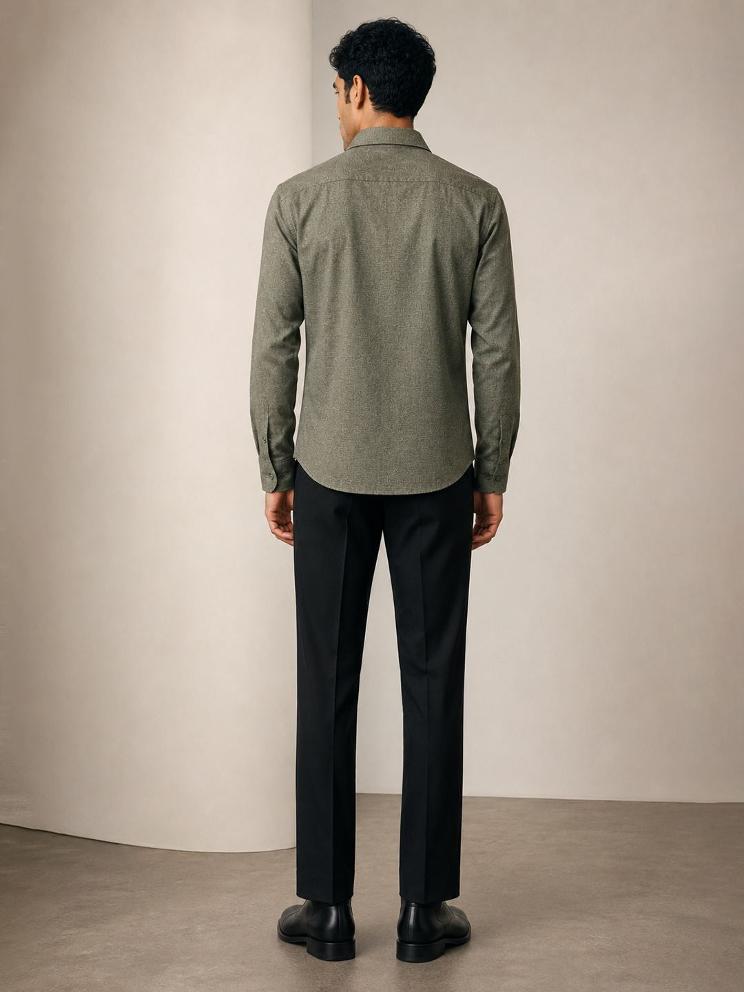House Of Rohit Doshi Men Olive Embroidered Slim Fit Shirt