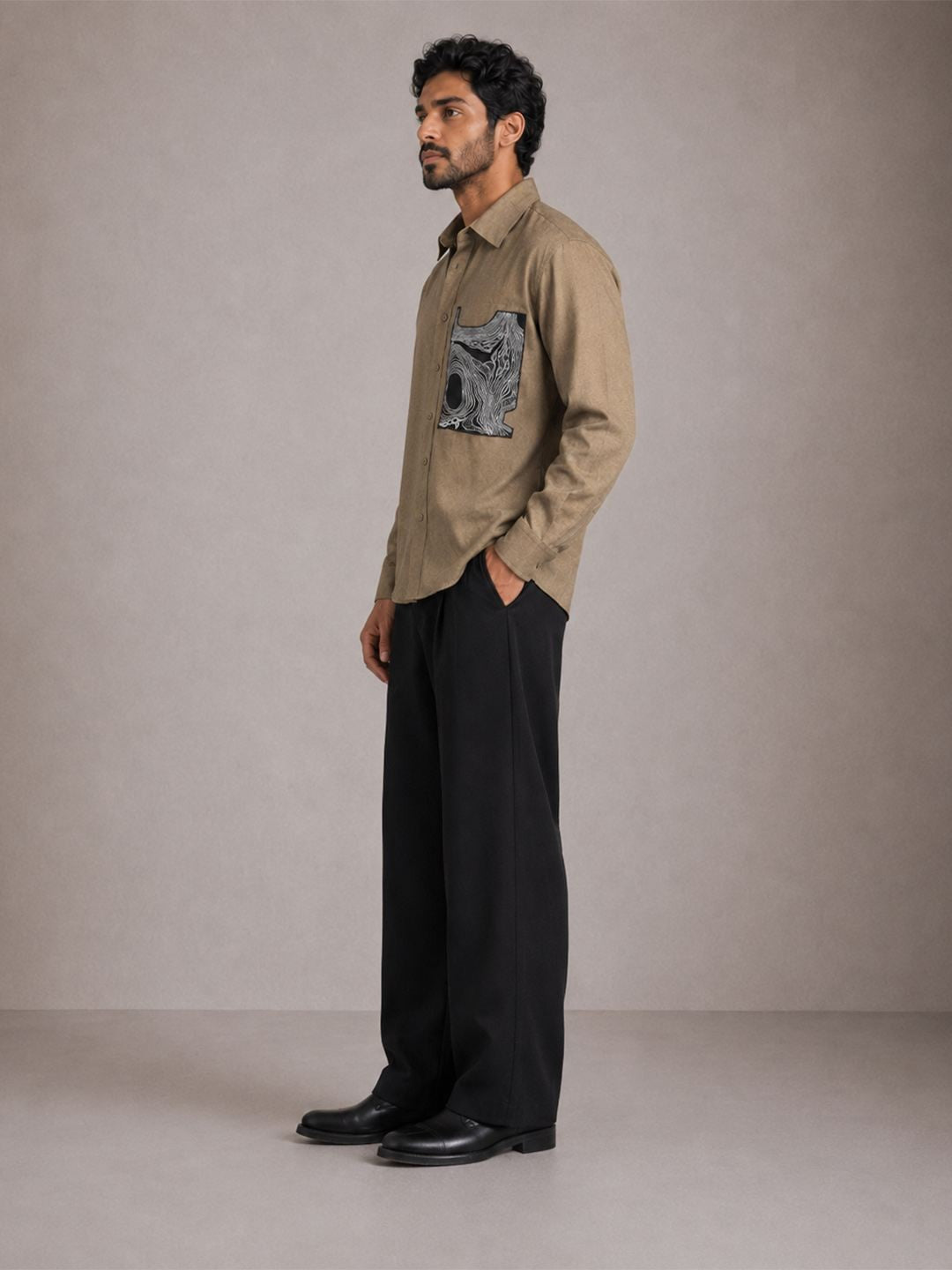 House Of Rohit Doshi Men Brown Embroidered Slim Fit Shirt