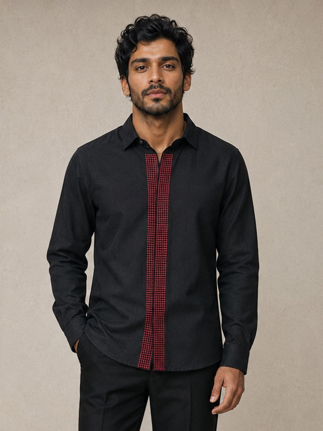 House Of Rohit Doshi Men Black Graphic Slim Fit Shirt