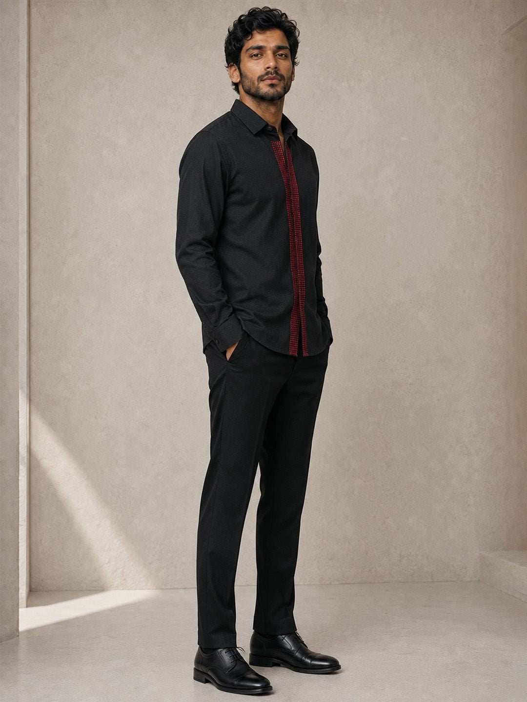 House Of Rohit Doshi Men Black Graphic Slim Fit Shirt