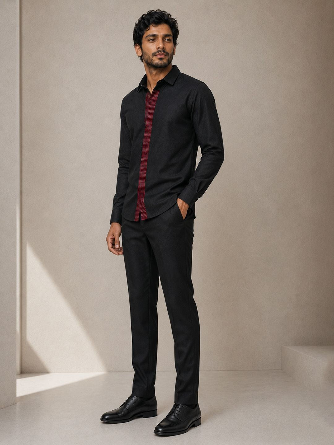 House Of Rohit Doshi Men Black Graphic Slim Fit Shirt