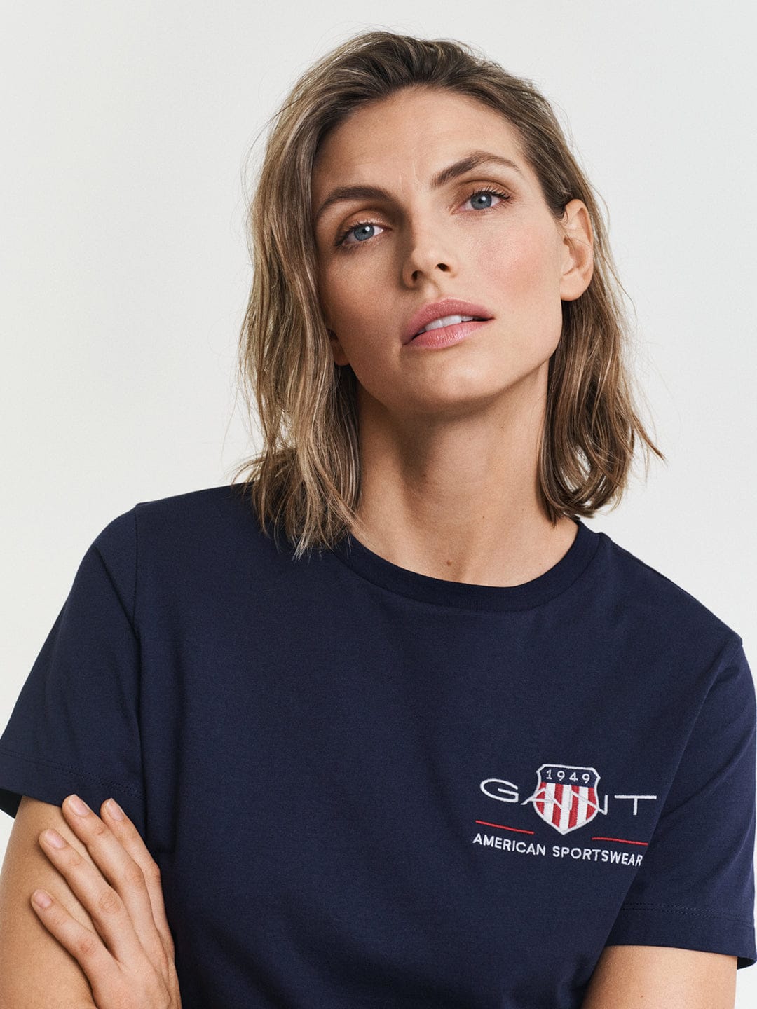 Gant Women Blue Placed Graphic Crew Neck Tshirt