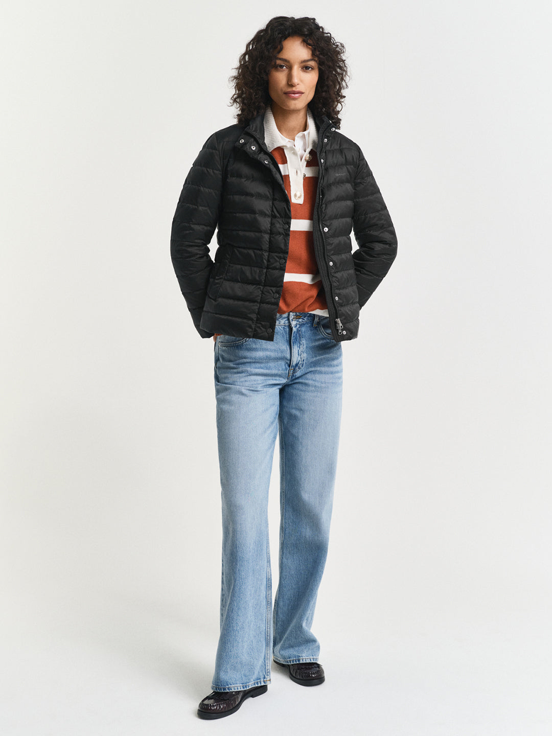 Gant Women Black Solid Stand Collar Jacket