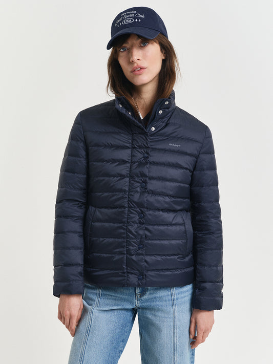 Gant Women Blue Solid Stand Collar Jacket