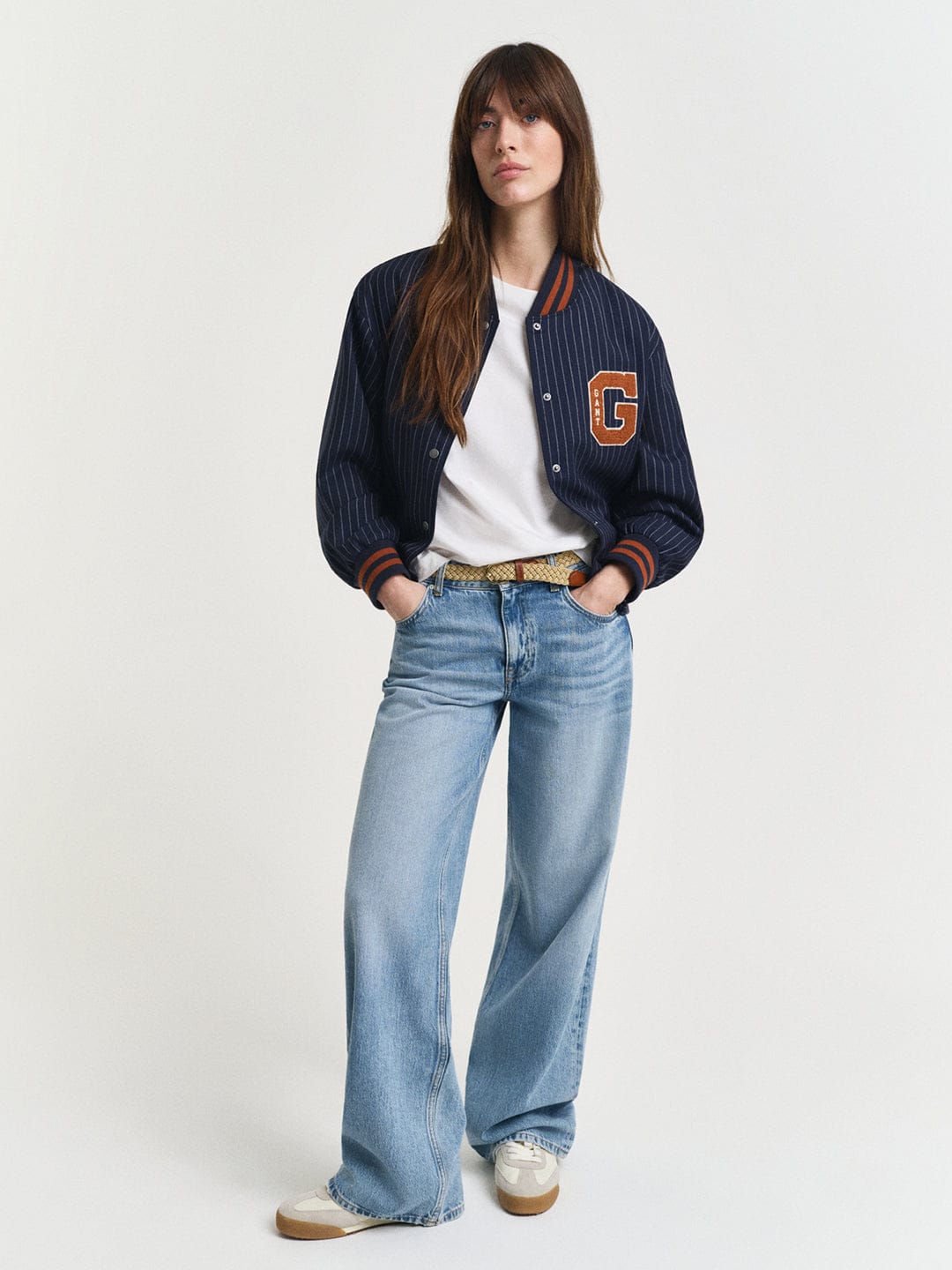 Gant Women White Placed Graphic Crew Neck Tshirt