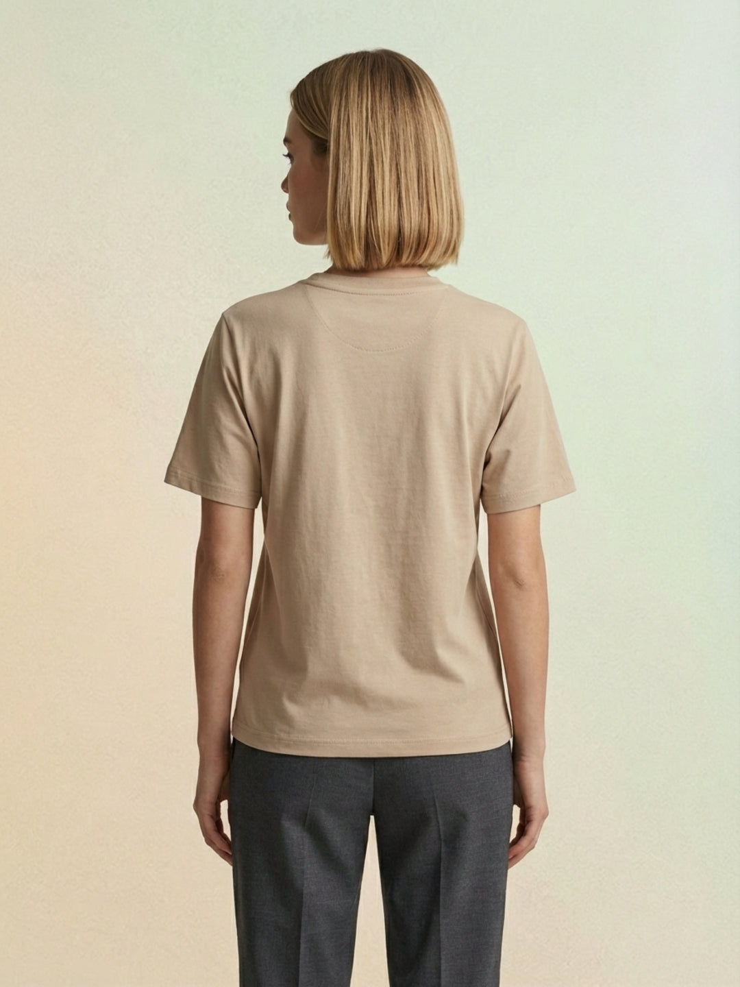 Iconic Women Beige Solid Loose Fit Pure Cotton T-Shirt