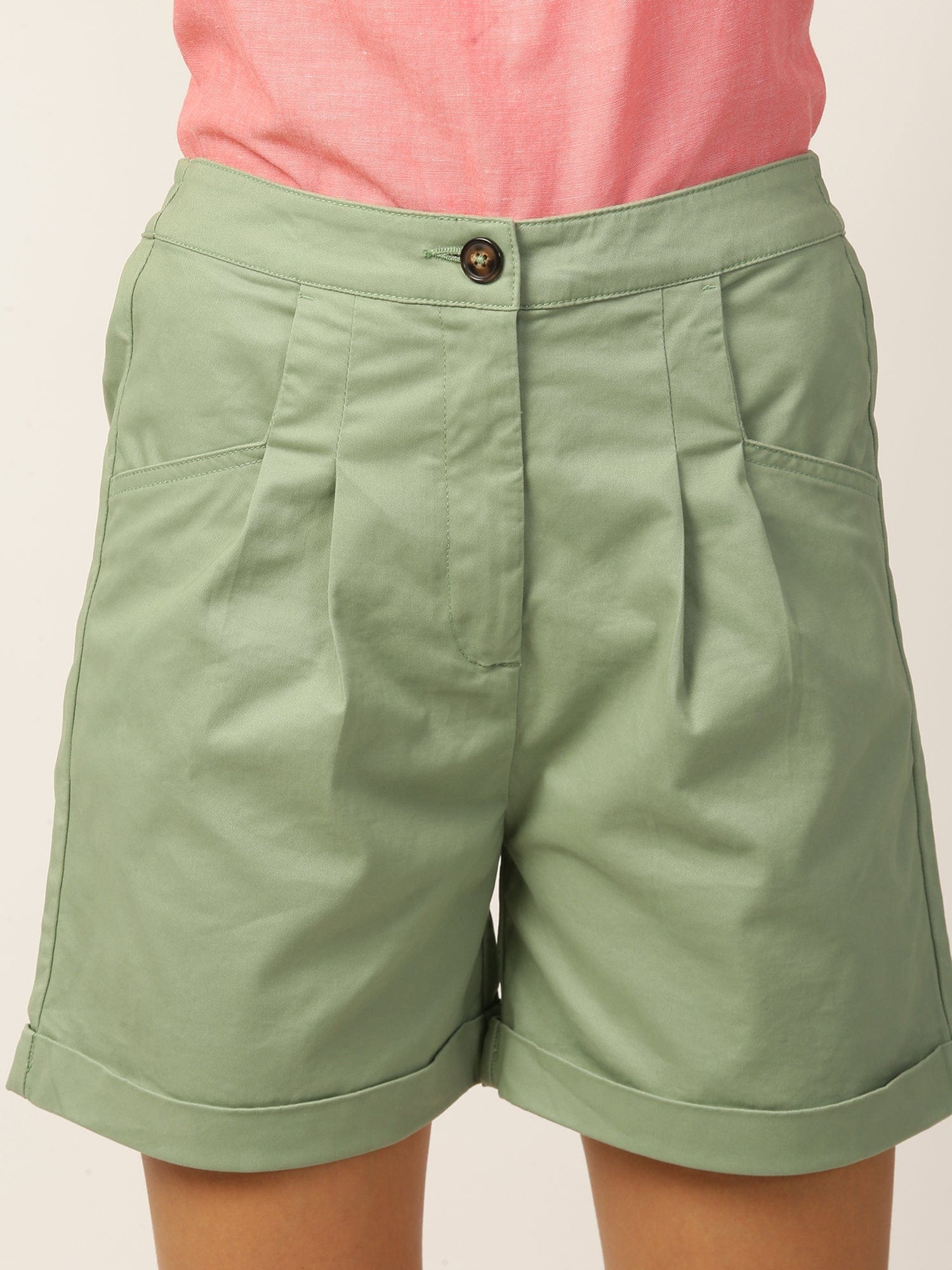 Elle Women Green Regular Fit Shorts