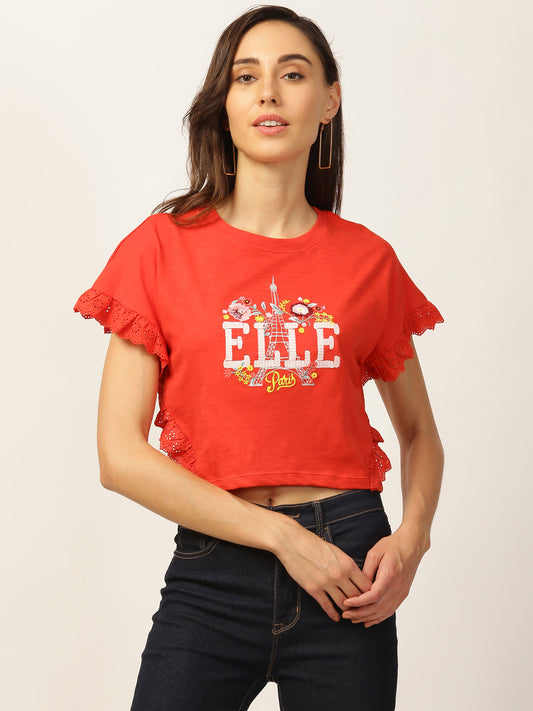 Elle Women Beige Tshirt