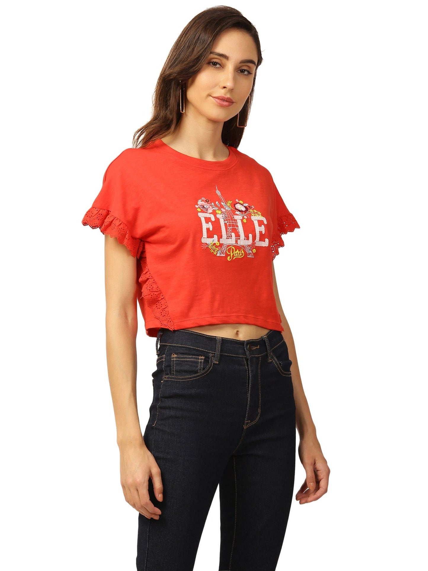 Elle Women Beige Tshirt
