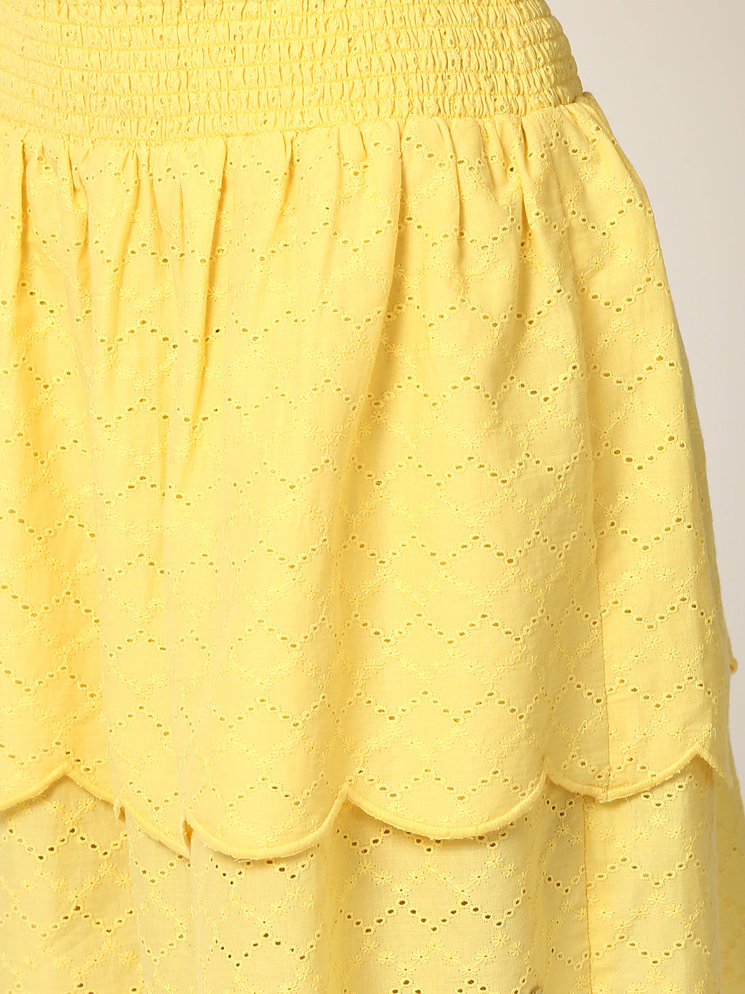 Elle Women Yellow Embroidered Regular Fit Skirt