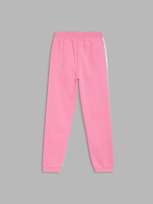 Elle Kids Girls Pink Solid Regular Fit Sweatpant
