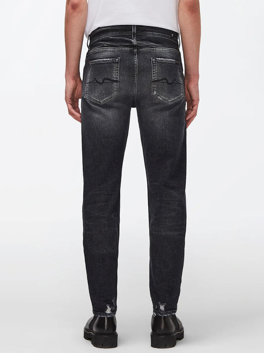 7 For All Mankind Men Black Tapered Fit Jeans